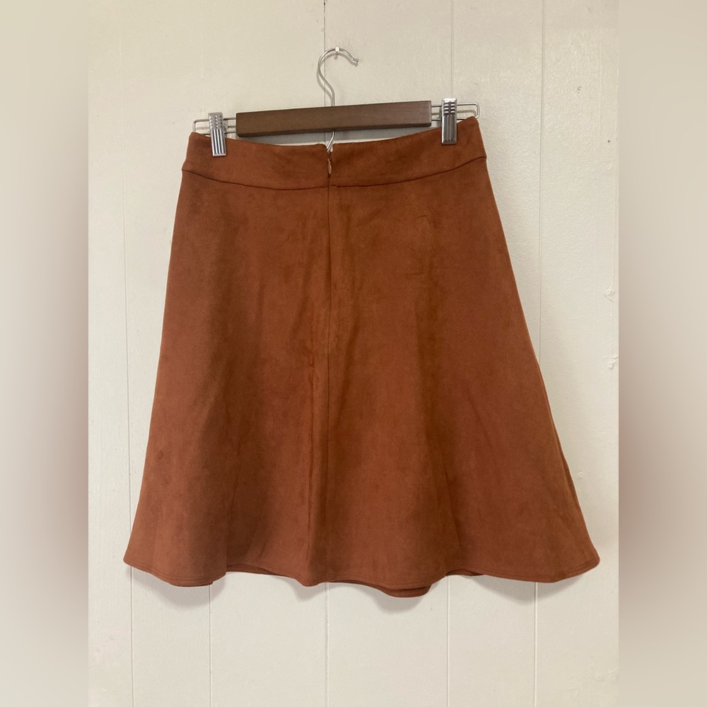 Bar lll Suade Dark Clay A Line High Rise Mini Skirt Size 0 - Picture 8 of 13